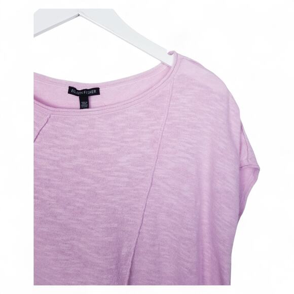 EILEEN FISHER Linen Cotton Blend Slub Knit Lilac Assym Sleeveless Top - XL - Picture 2 of 7